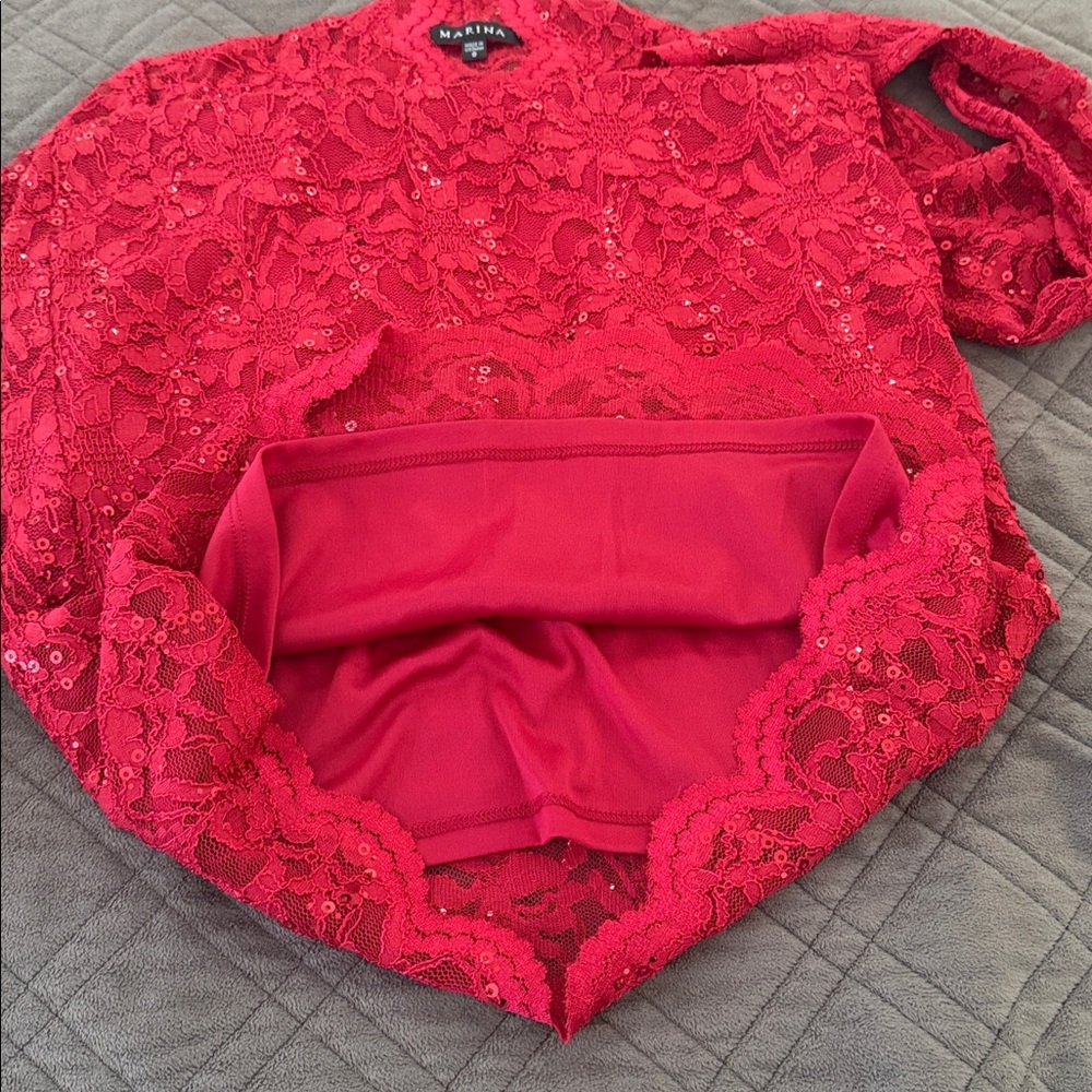Marina Red Lace Sequin Dress size 8 -NWT - Picture 10 of 17
